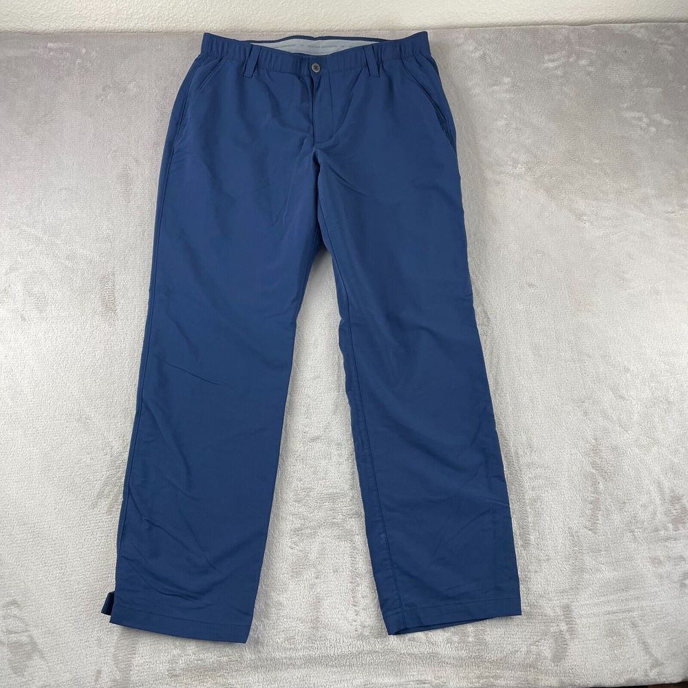 Under Armour Match Play Trousers Pants Men 38 (Fits‎ 36x32) Blue Straight Golf
